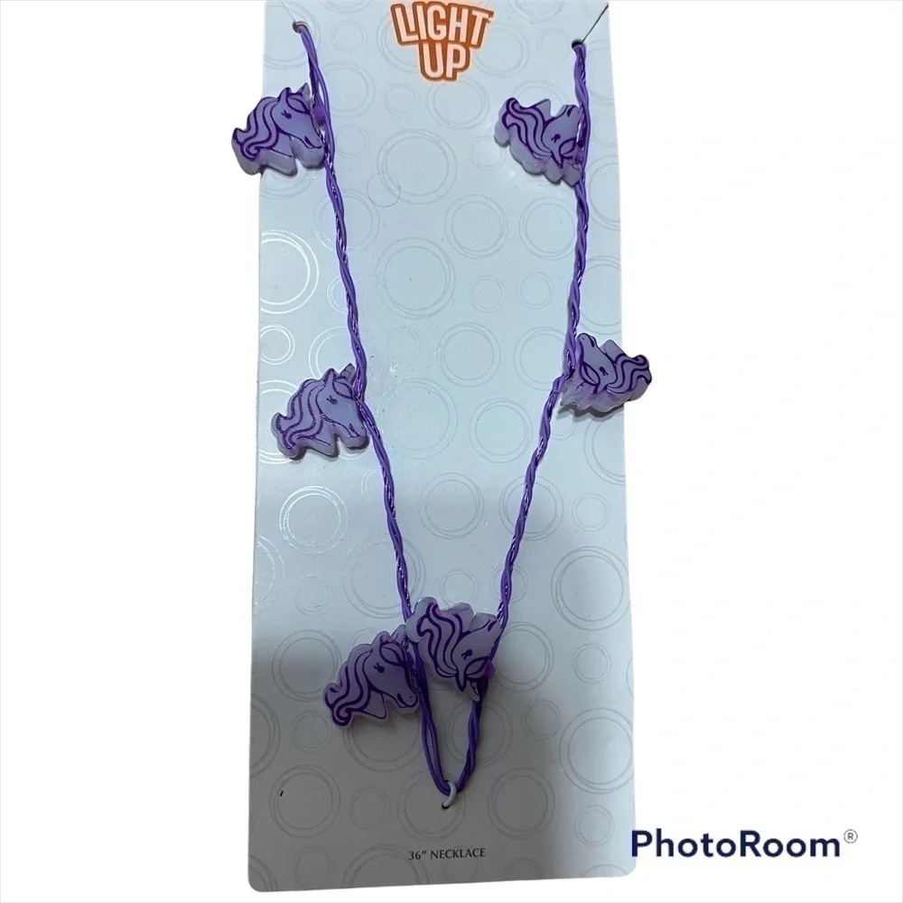 Unicorn Light Up Necklace NWT Purple Horse Girls Accessory